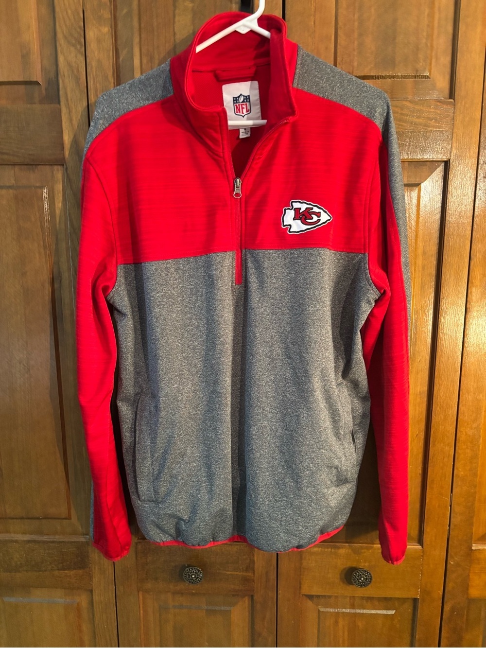 NFL Kansas City Chiefs Gray & Red Quarterzip Pullover